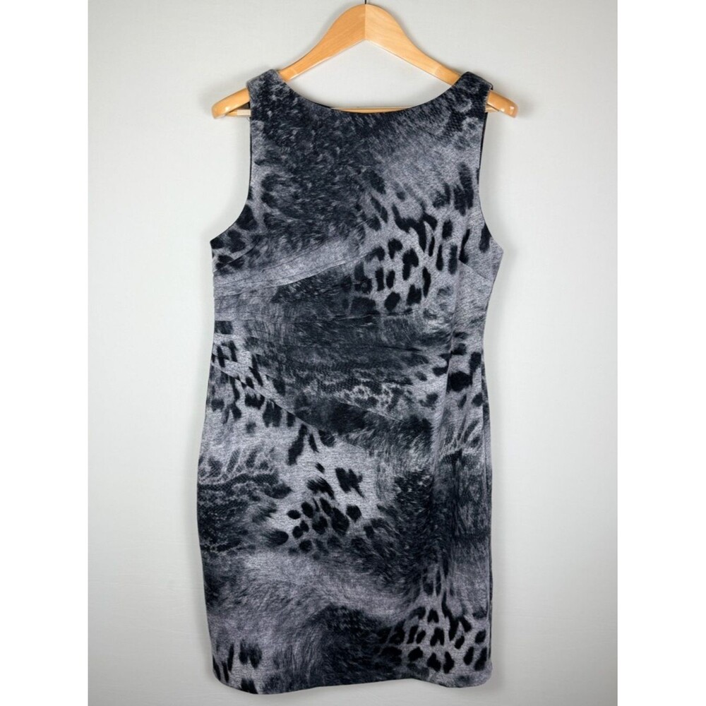 Rabbit Rabbit Rabbit Designs Dress 12 Gray Black Animal Print Sleeveless Sheath